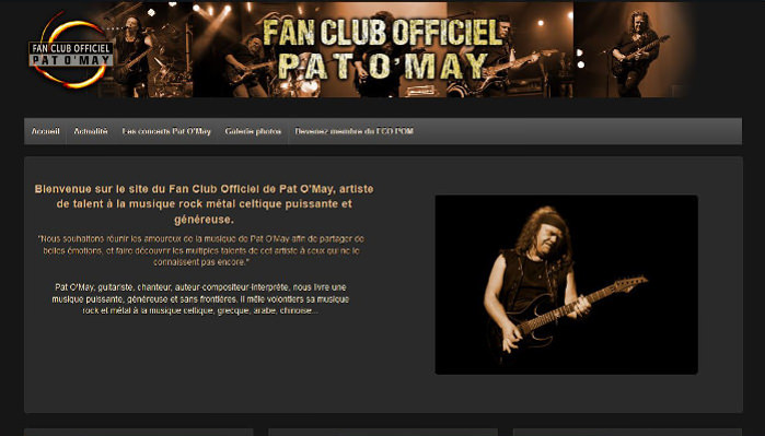 Fan Club Officiel Pat O'May - site web responsive